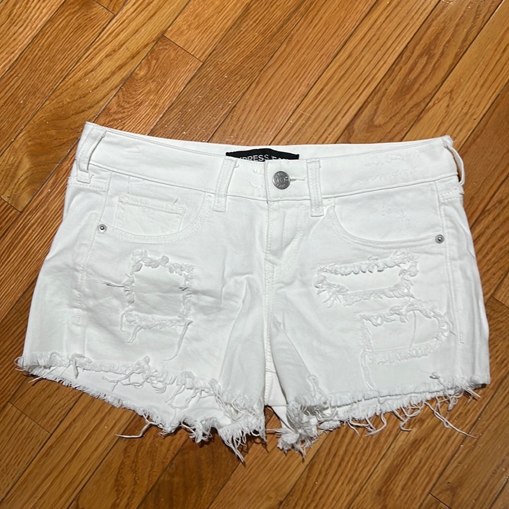 Express White Denim Cutoff Shorts- Size 2